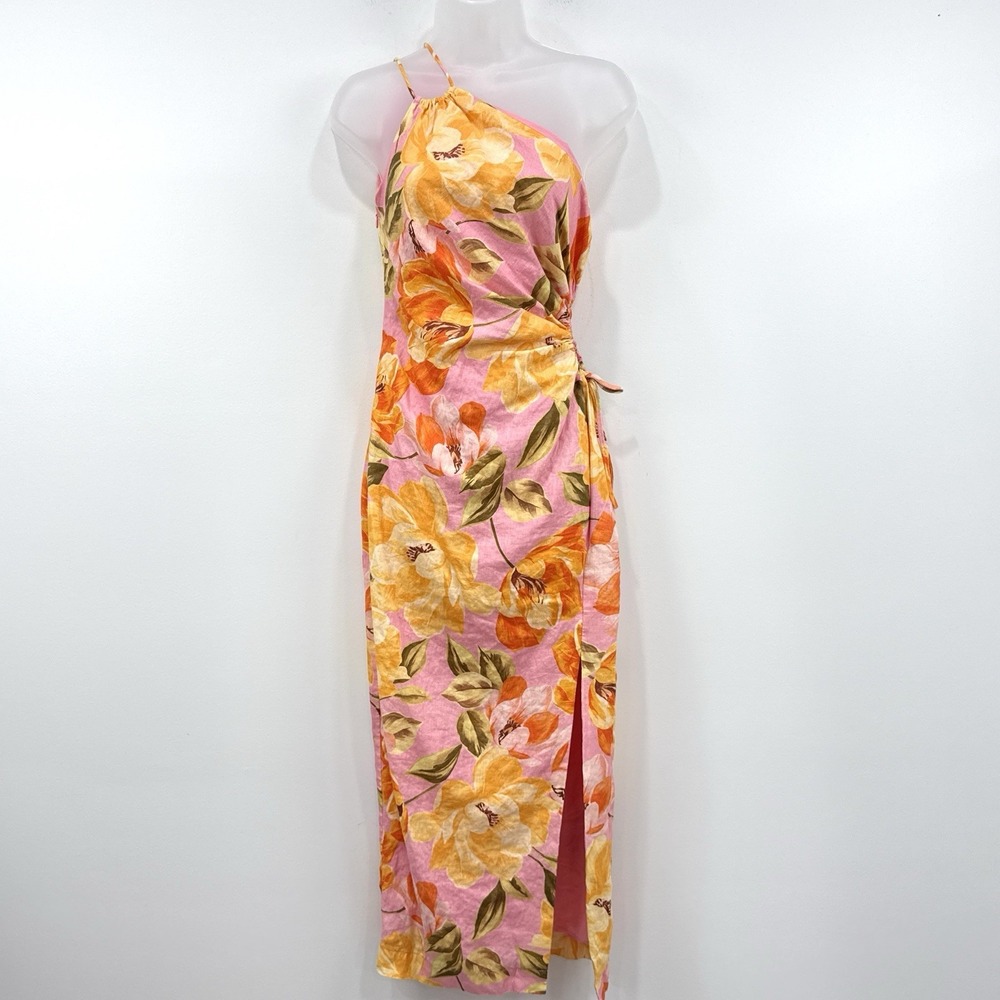 Forever New Mila Cut Out 100% Linen Dress 4 Tropical Beachy Vacation Island